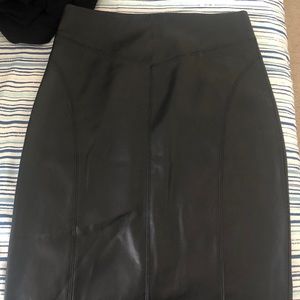 A black pleather pencil skirt